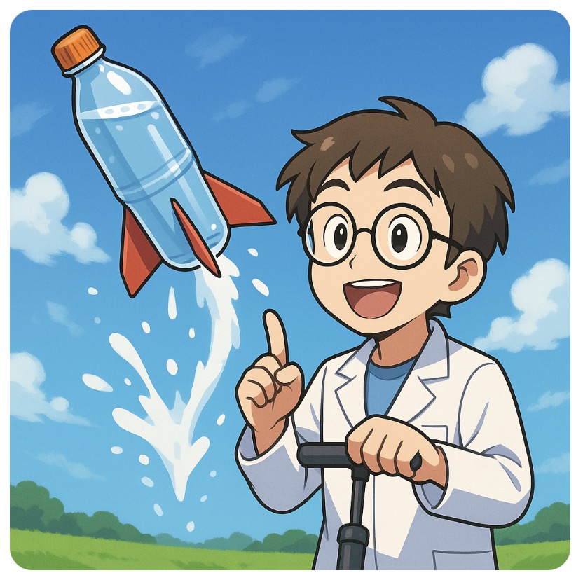 ペットボトルロケットを飛ばしている様子